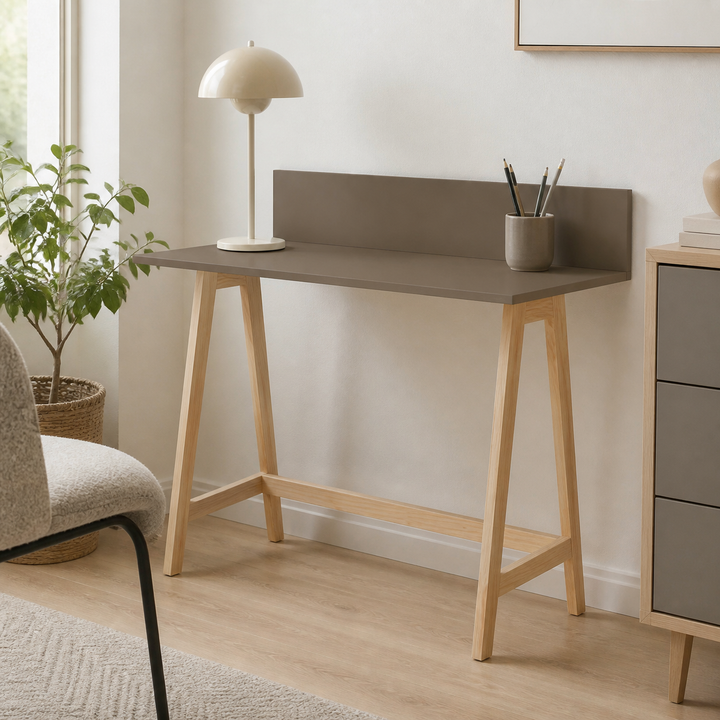 LUKA Asketræ Skrivebord 110x50cm Brun – materiale- eller konstruktionsdetalje