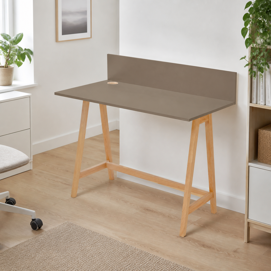 LUKA Asketræ Skrivebord 110x50cm Brun – anden naturlig anvendelse eller vinkel