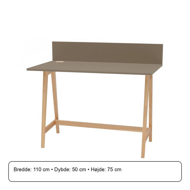 LUKA Asketræ Skrivebord 110x50cm Brun – måldiagram eller verificeret produktkort
