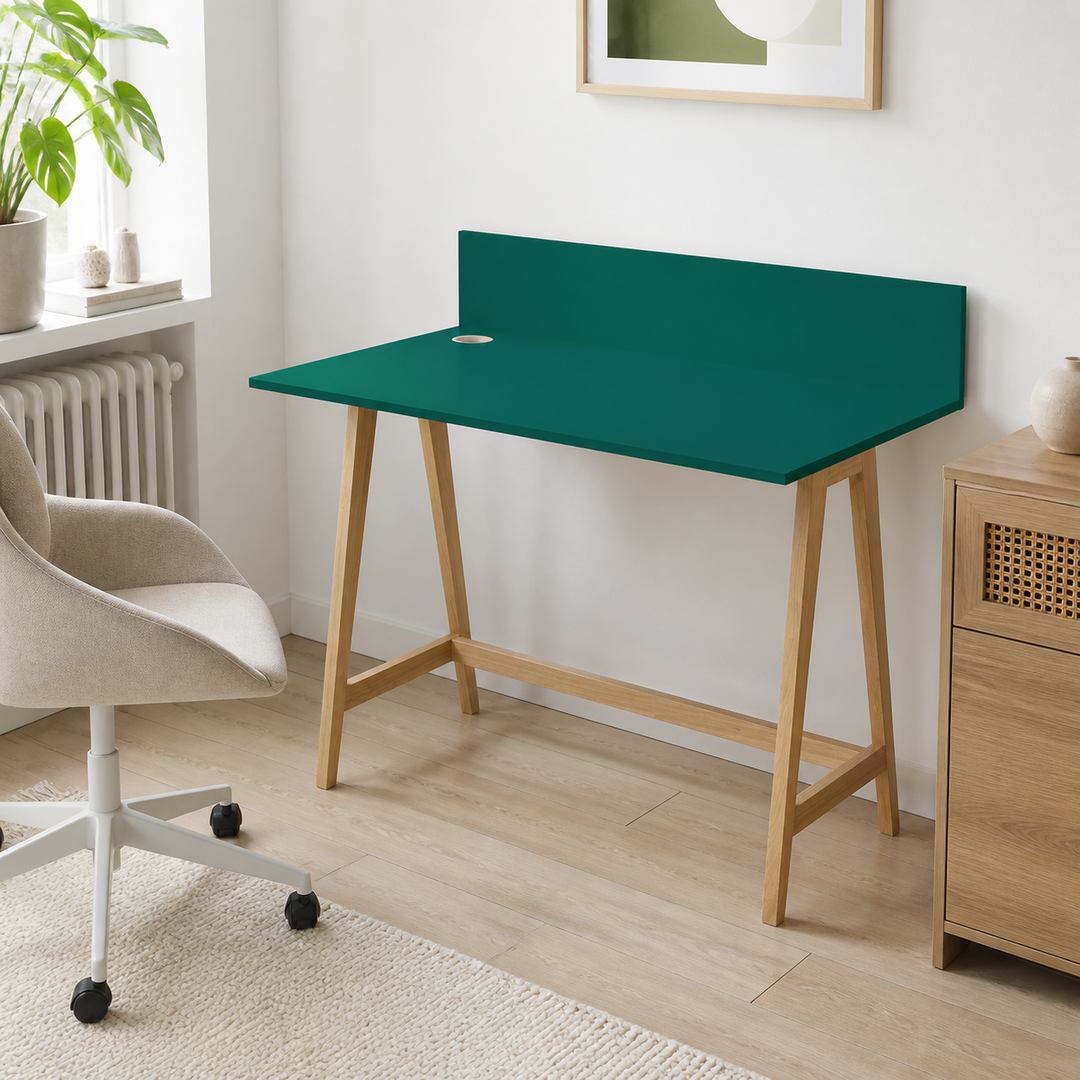LUKA Asketræ Skrivebord 110x50cm Grøn – anden naturlig anvendelse eller vinkel
