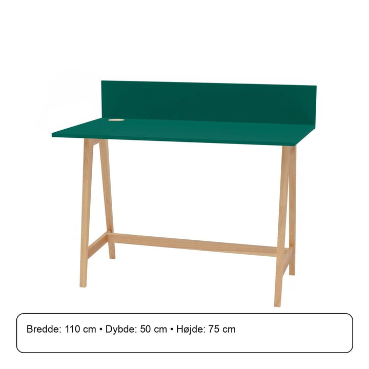 LUKA Asketræ Skrivebord 110x50cm Grøn – måldiagram eller verificeret produktkort