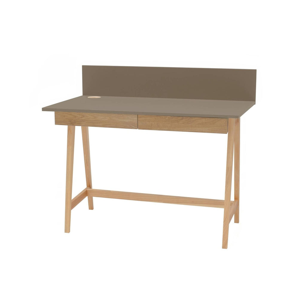 LUKA Asketræ Skrivebord 110x50cm med Skuffe Brun – eksakt packshot på hvid baggrund