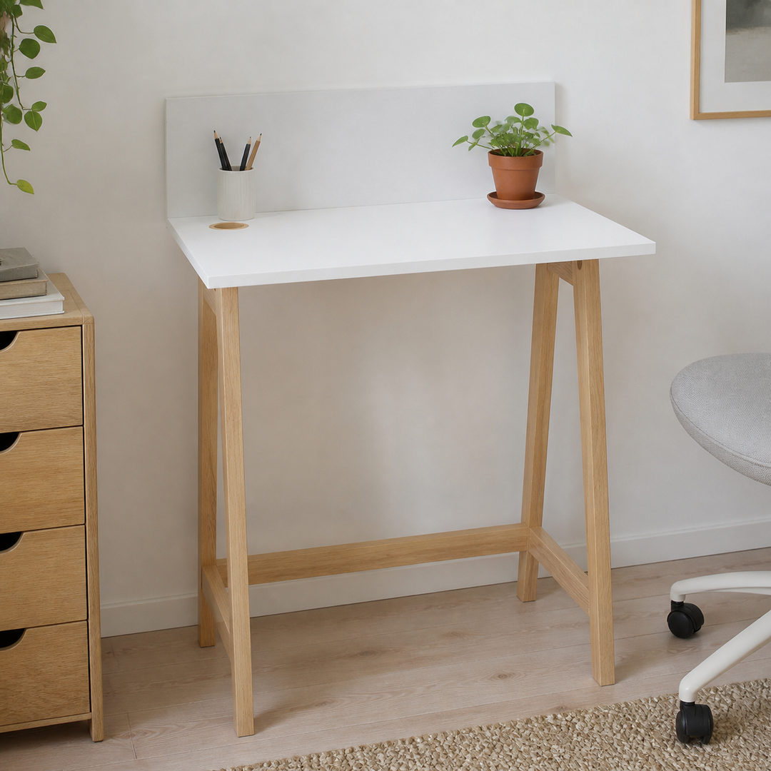 LUKA Asketræ Skrivebord 65x50cm / Hvid – materiale- eller konstruktionsdetalje