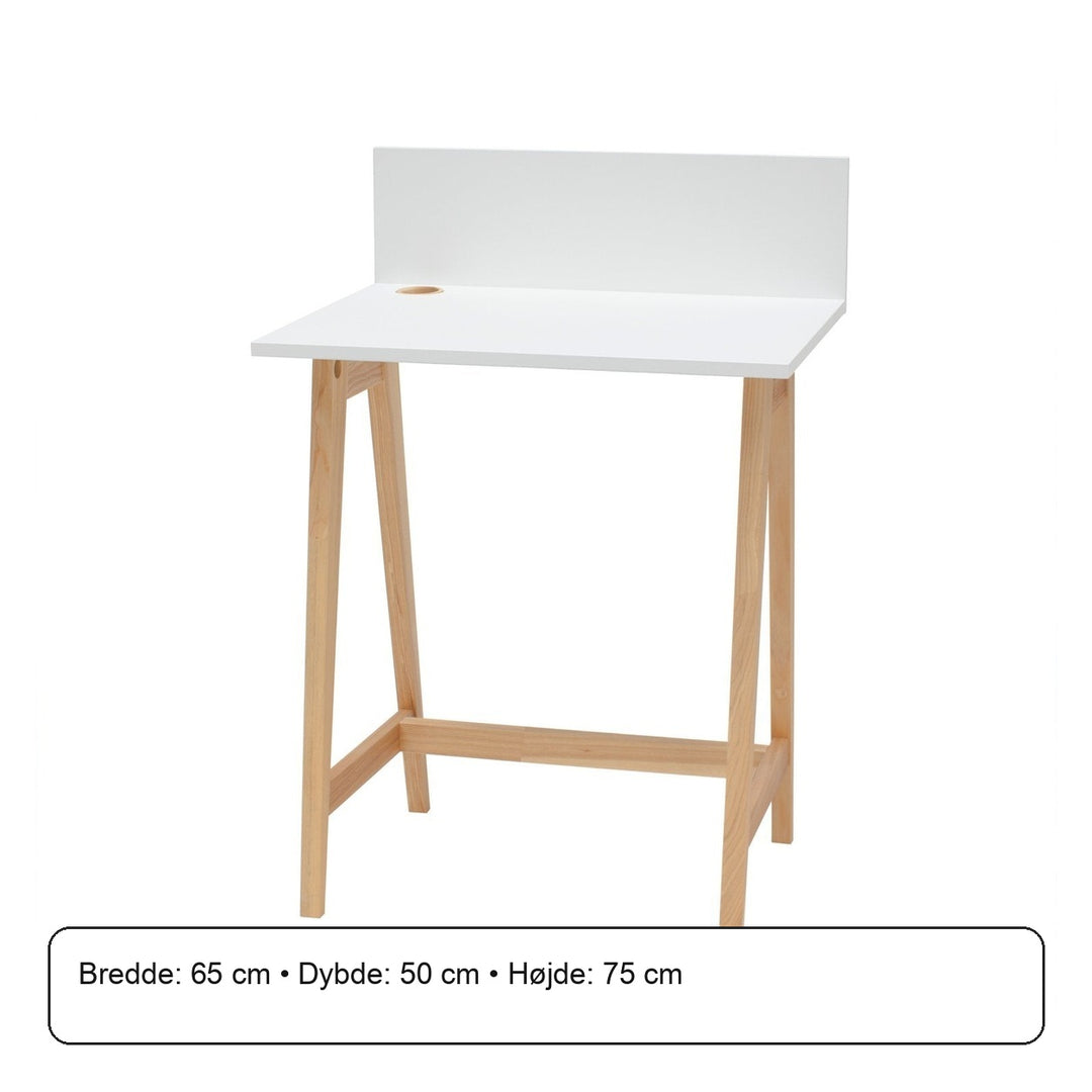 LUKA Asketræ Skrivebord 65x50cm / Hvid – måldiagram eller verificeret produktkort