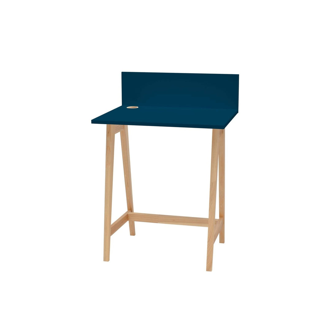 LUKA Asketræ Skrivebord 65x50cm / Petrol Blue – eksakt packshot på hvid baggrund