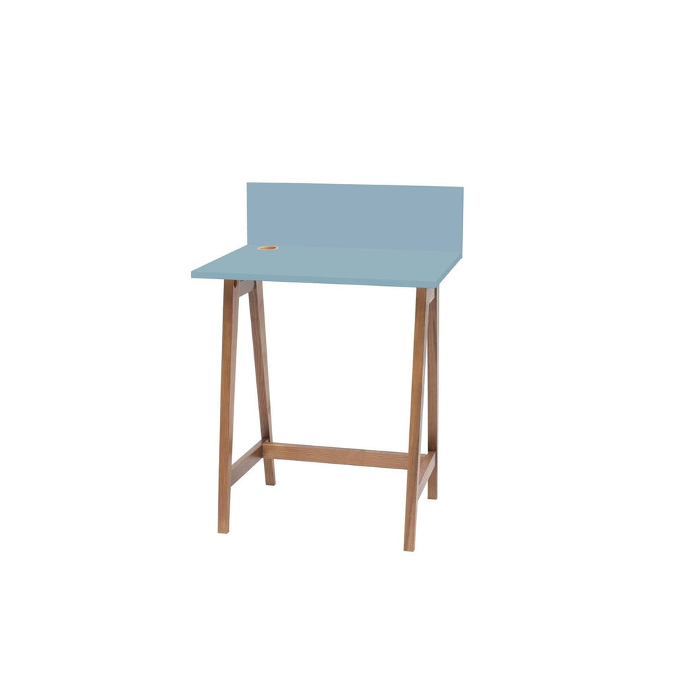 LUKA Asketræ Skrivebord 65x50cm Gentle Blue – eksakt packshot på hvid baggrund