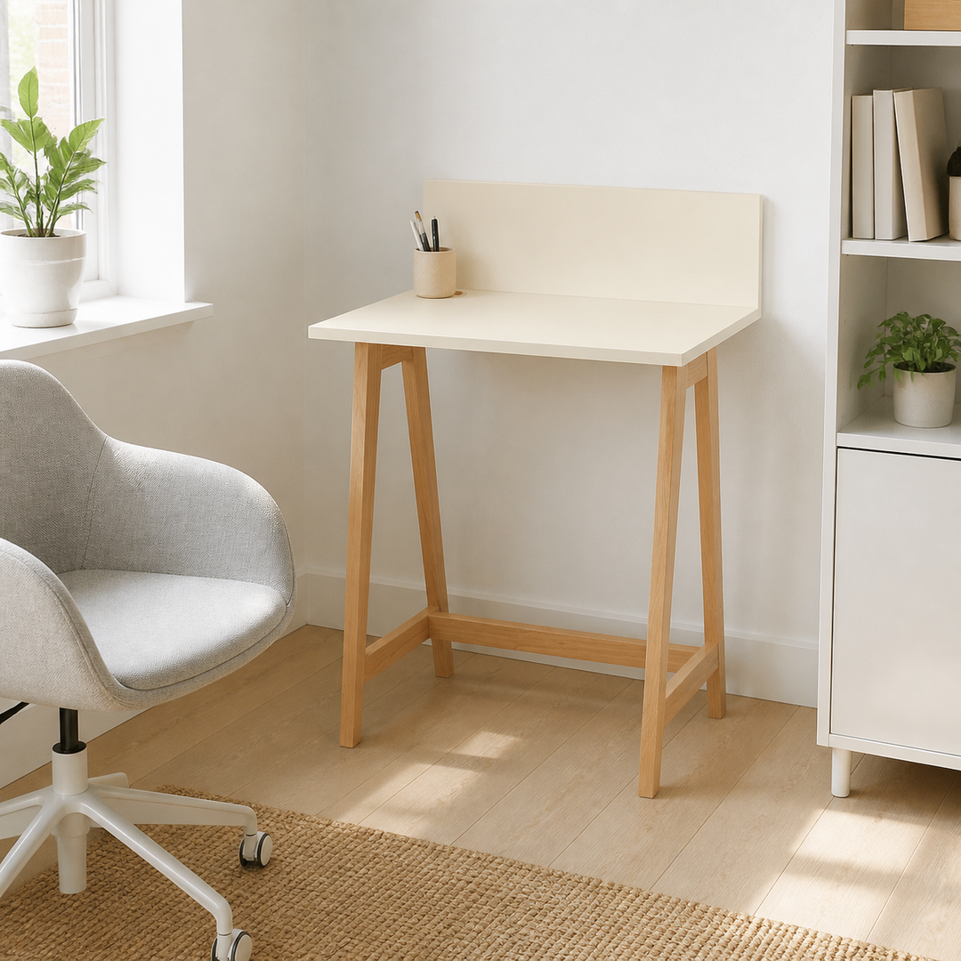 LUKA Asketræ Skrivebord 65x50cm Kridthvid – vigtigste funktion