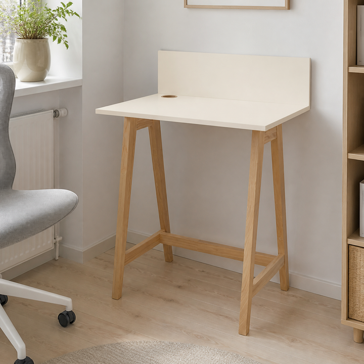 LUKA Asketræ Skrivebord 65x50cm Kridthvid – materiale- eller konstruktionsdetalje