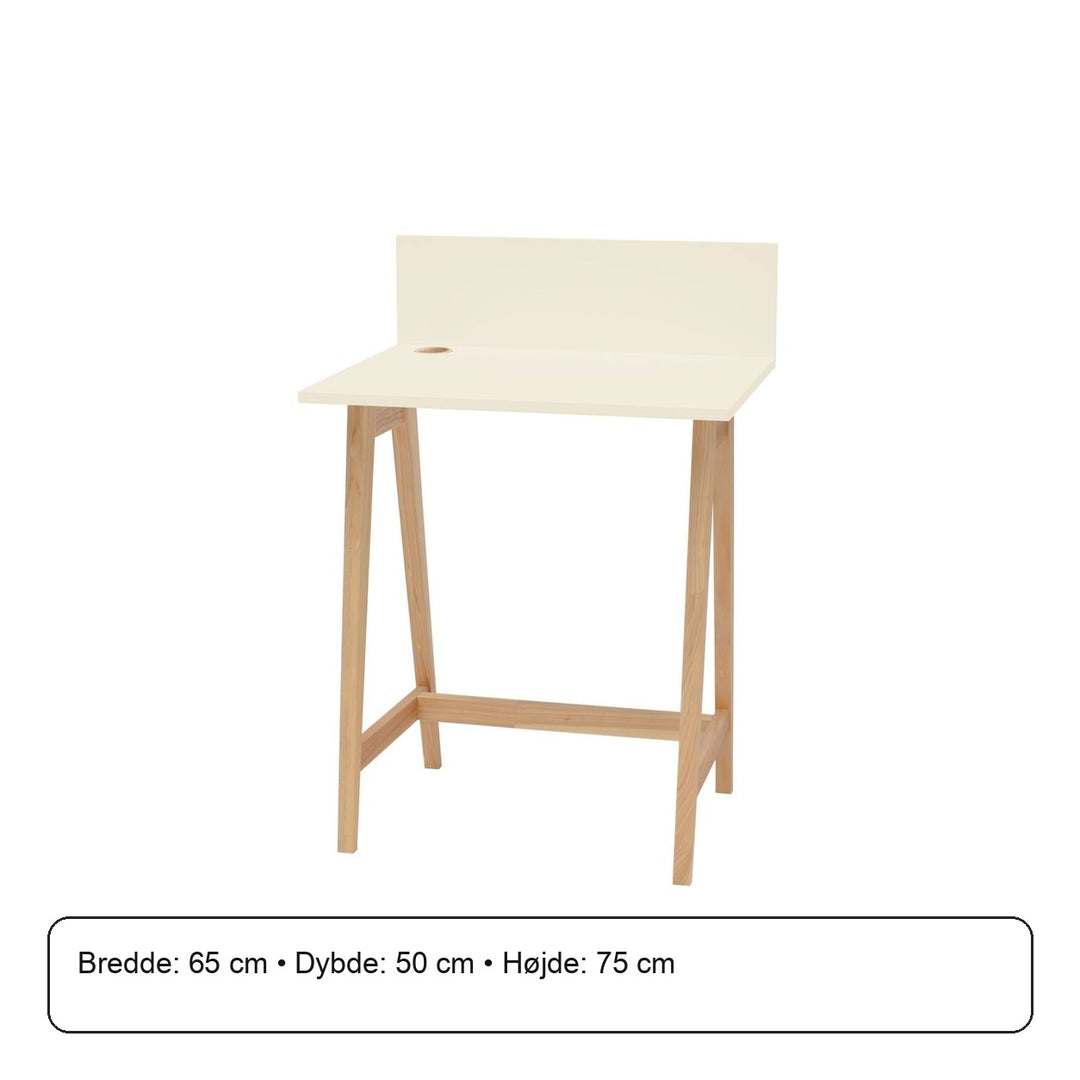 LUKA Asketræ Skrivebord 65x50cm Kridthvid – måldiagram eller verificeret produktkort