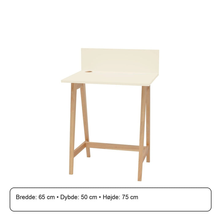 LUKA Asketræ Skrivebord 65x50cm Kridthvid – måldiagram eller verificeret produktkort
