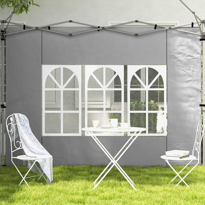 Sæt med 2 sidepaneler til 3x3/3x4 m pavillon, sidevæg med vindue, vandtæt, lysegrå