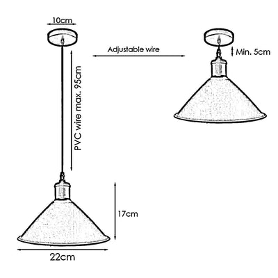 Grå industriel vintage lampe retro loftslampe vedhæng Lysekrone E27 Edison