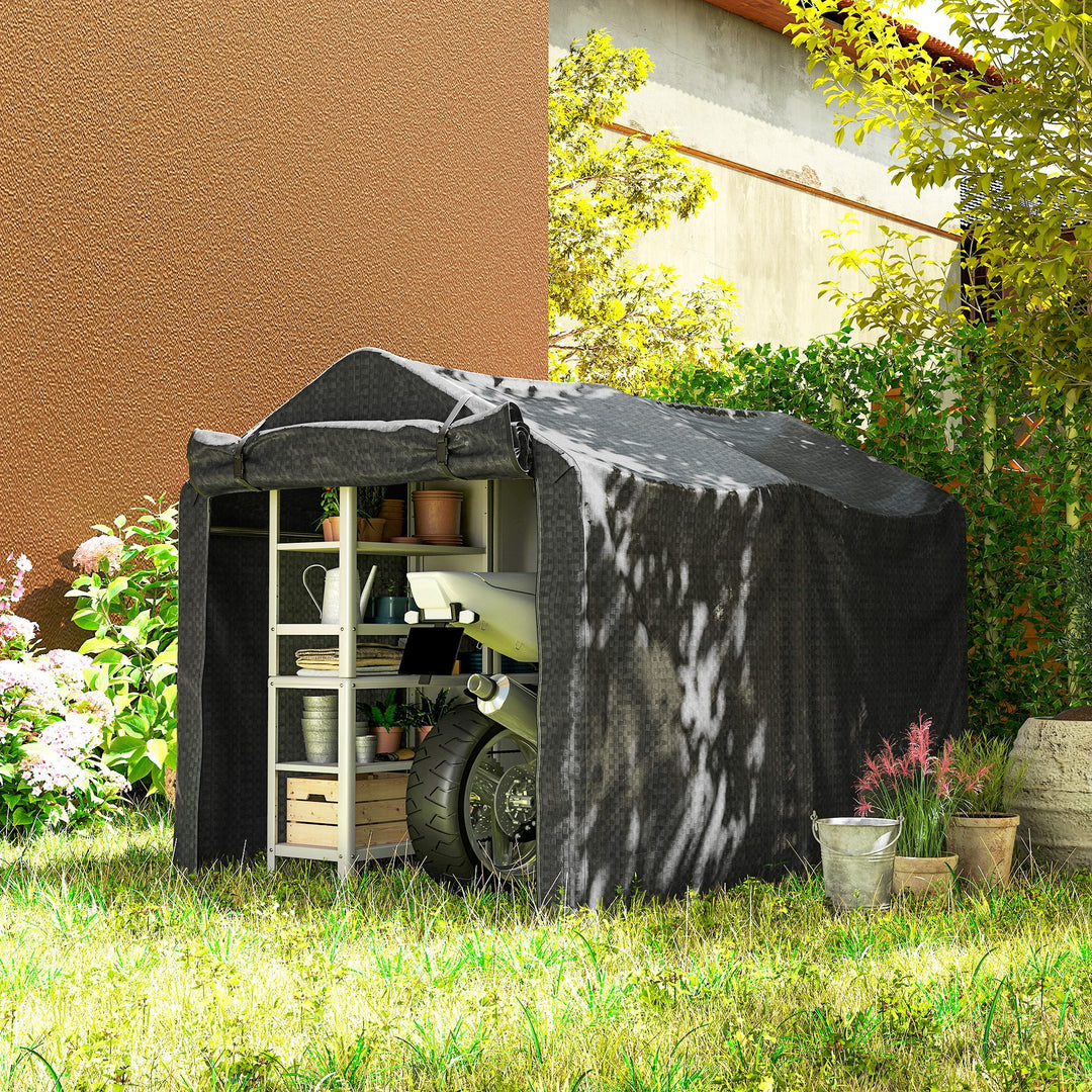 Garagetelt, vandtæt garagetelt med dør, UV-bestandig, 220 x 157 x 165 cm, sort