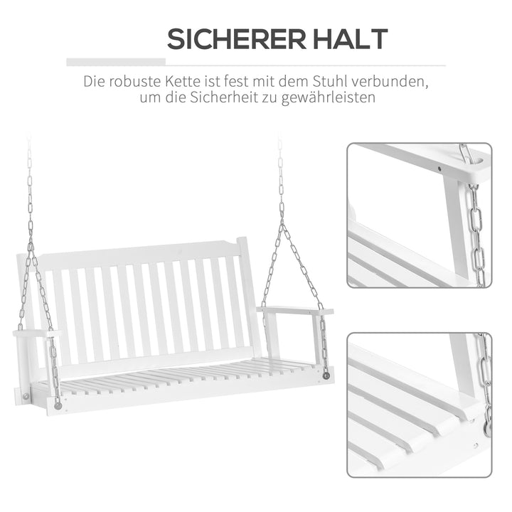 Havegynge til 2 personer, gyngebænk, hængebænk, massivt træ, terrasse, baghave, hvid, 117 x 69 x 60 cm