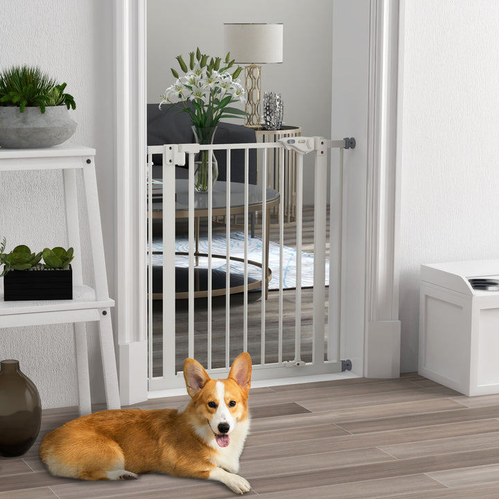 Hundegitter, kæledyrsgitter, metal, plast, 74-80 cm, hvid
