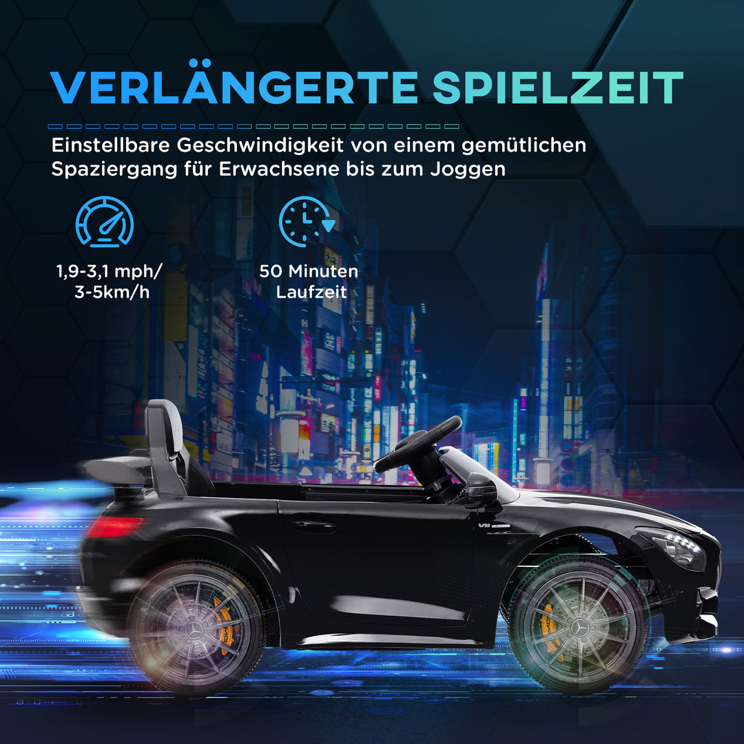 Elektrisk kørebil, mercedes, 3-5 km/t, fjernbetjening, lys og musik, sort