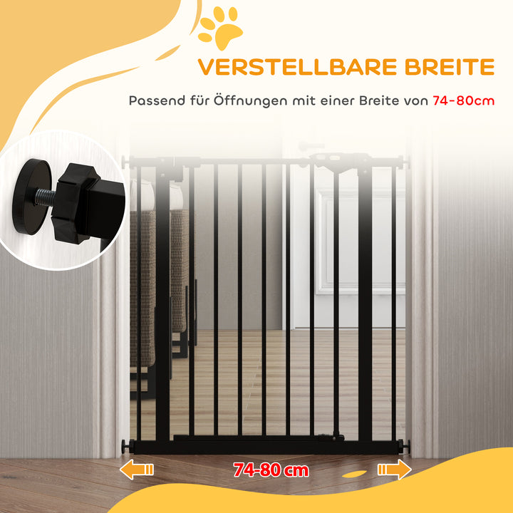 Hundegitter, kæledyrsgitter, metal, plast, 74-80 cm, sort