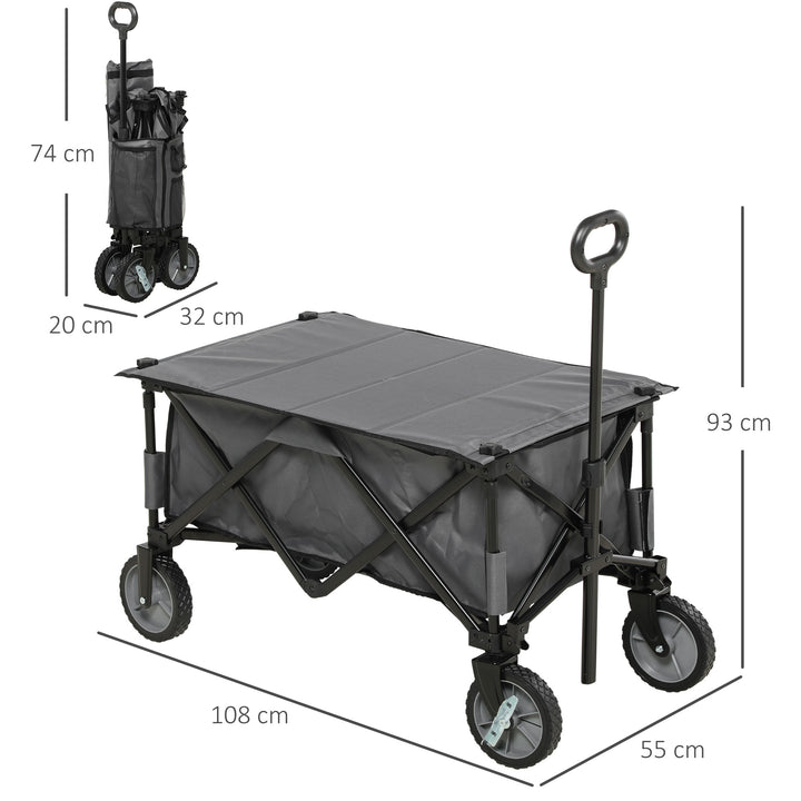 Foldbar sækkevogn, 5 sidelommer, justerbart håndtag, op til 120 kg, stål, mørkegrå, 100 x 55 x 93 cm