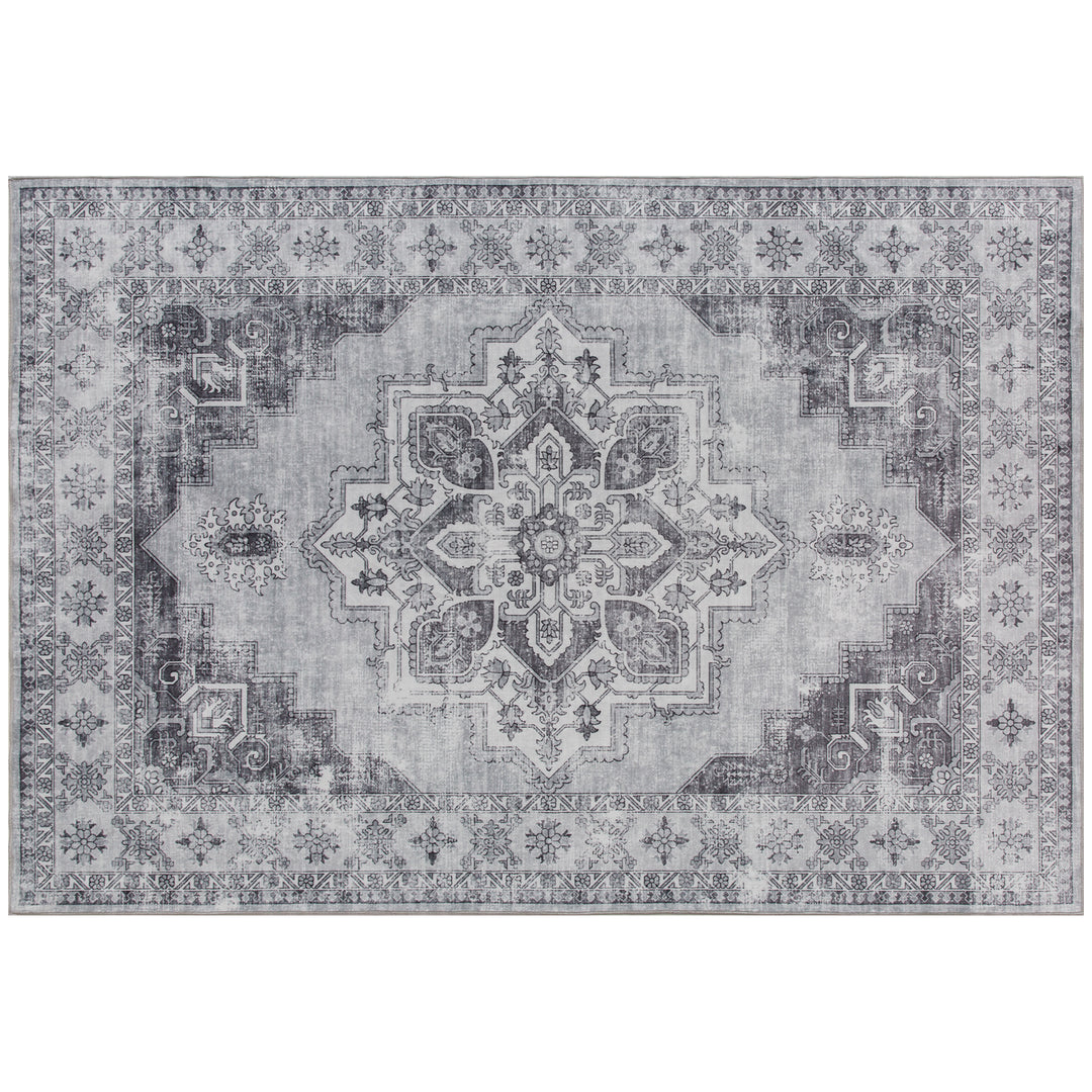 Maskinvaskbart, skridsikkert stuetæppe med flannel-look, 230 x 160 cm, grå