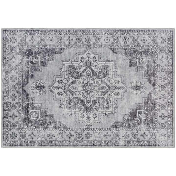 Maskinvaskbart, skridsikkert stuetæppe med flannel-look, 230 x 160 cm, grå