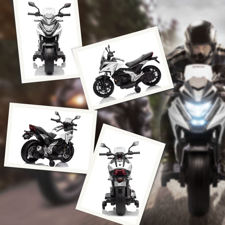 Elektrisk børnemotorcykel, Honda, 3 km/t, musik og lys, 3-6 år, op til 30 kg, hvid