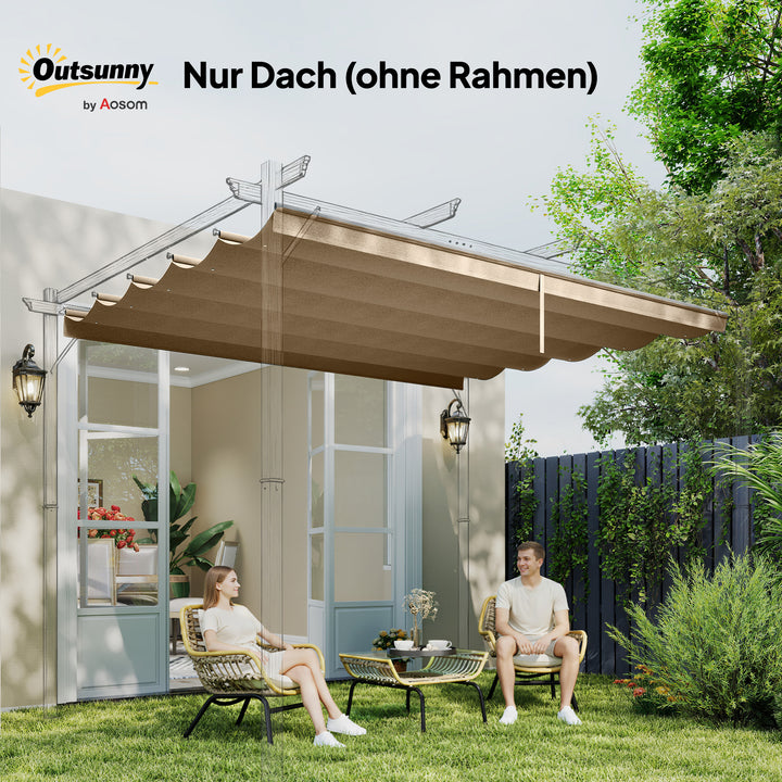Udskiftningstag til 3 x 3 m pergola, udtrækkeligt, med drænhuller til regnvand, vejrbestandigt, polyester, 250 x 255 cm, brun