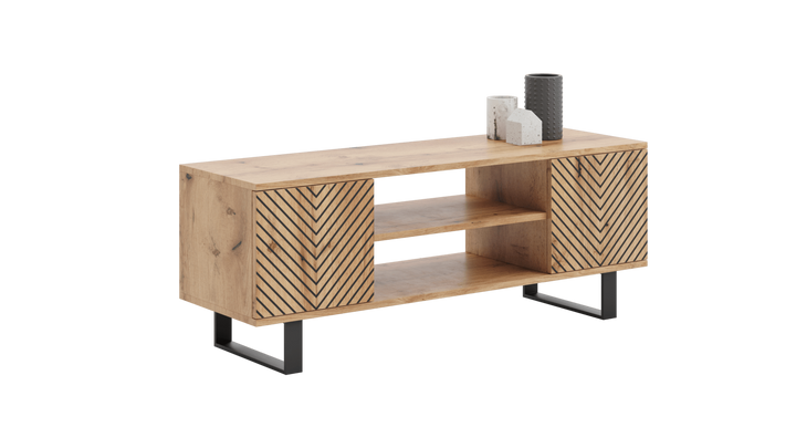 Focus Loft RTV-skab 155 cm - sildebensmønster - egetræshåndværk