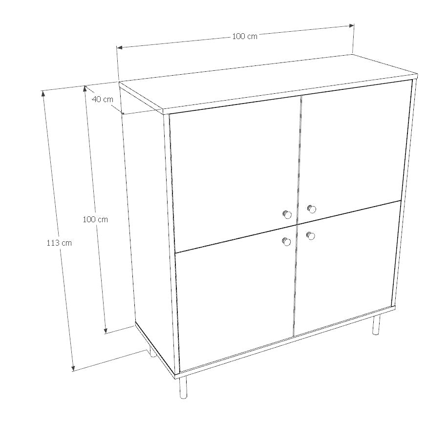 Venus kommode med fire låger, hvid