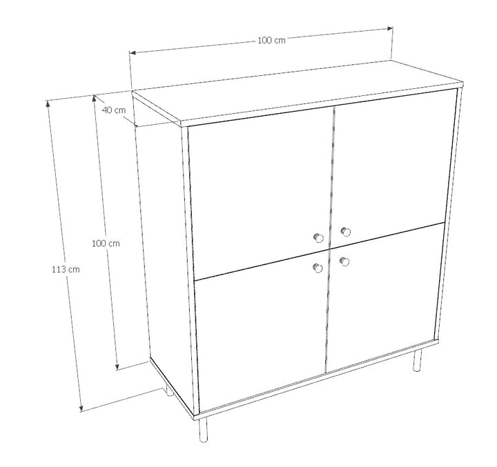 Venus kommode med fire låger, hvid