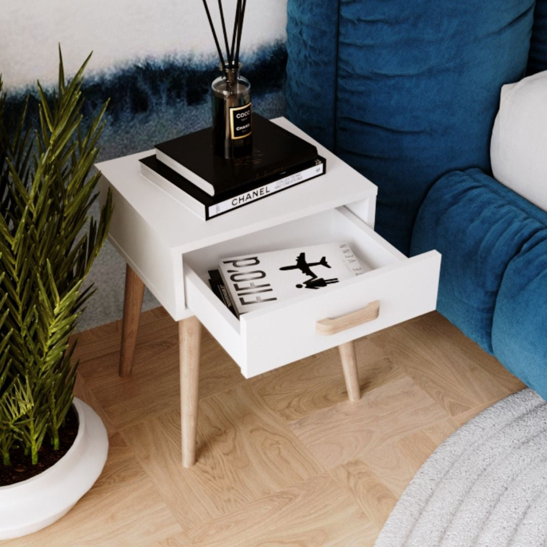 Luna sengebord hvid, natbord