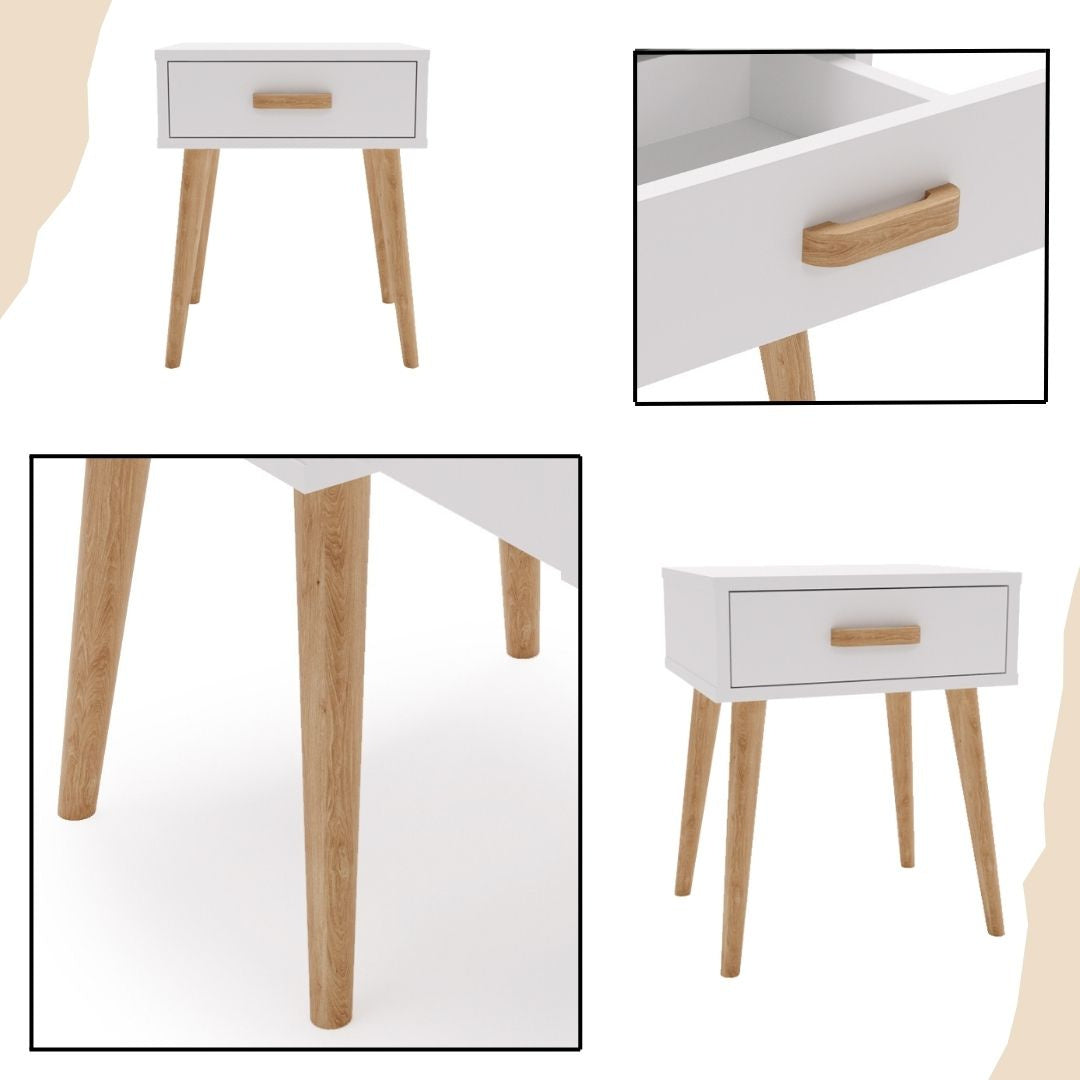 Luna sengebord hvid, natbord