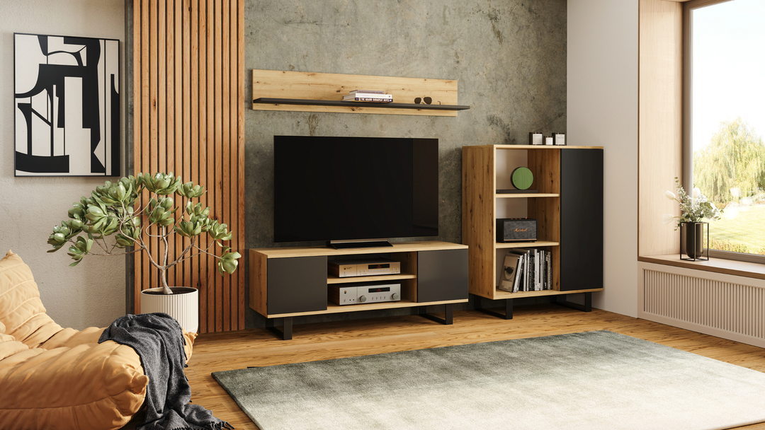 Hylde 100 cm - håndlavet eg / sort