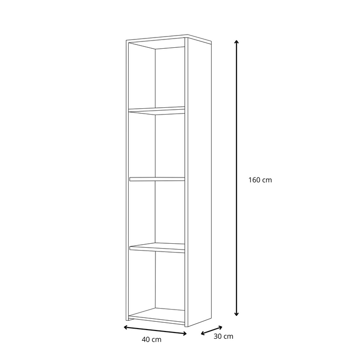 Reol LONI 160x40 cm - farve hvid