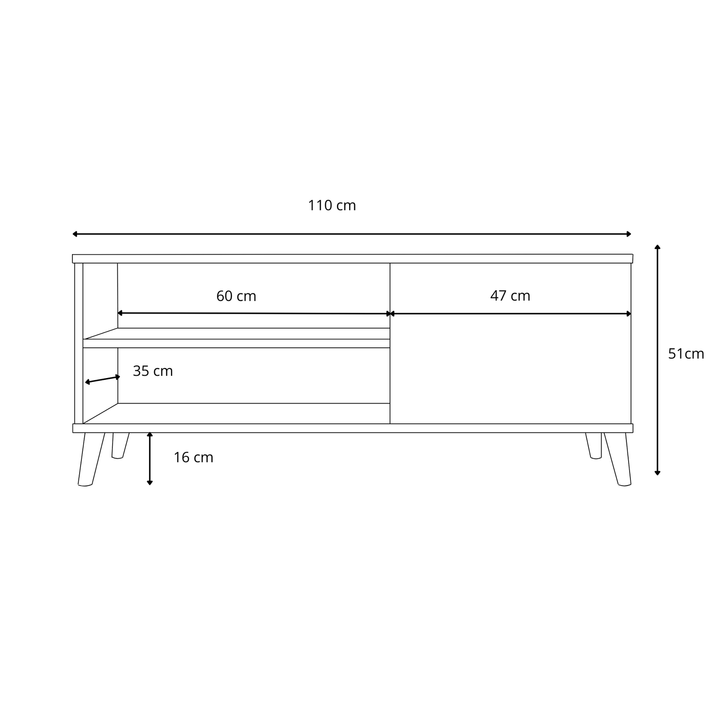 VIVA 110 cm RTV-skab - Hvid