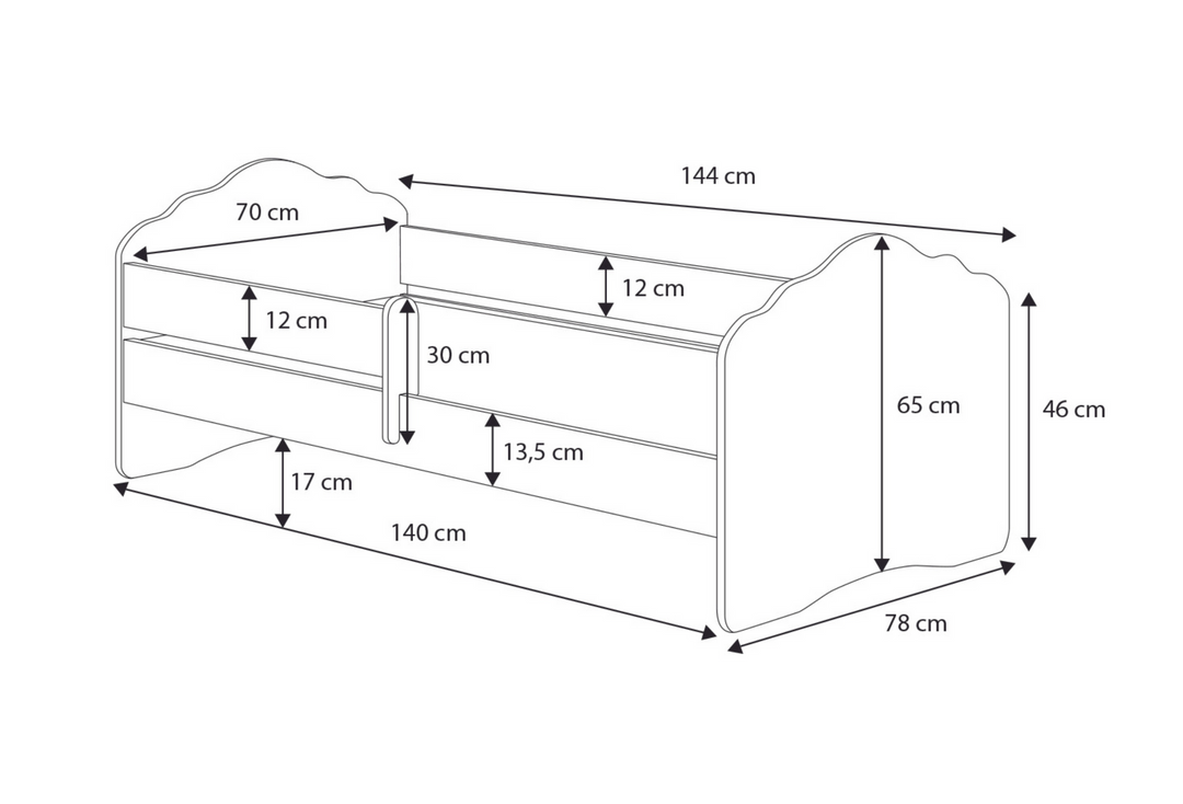 Enkeltseng Fala 140x70 med skuffe