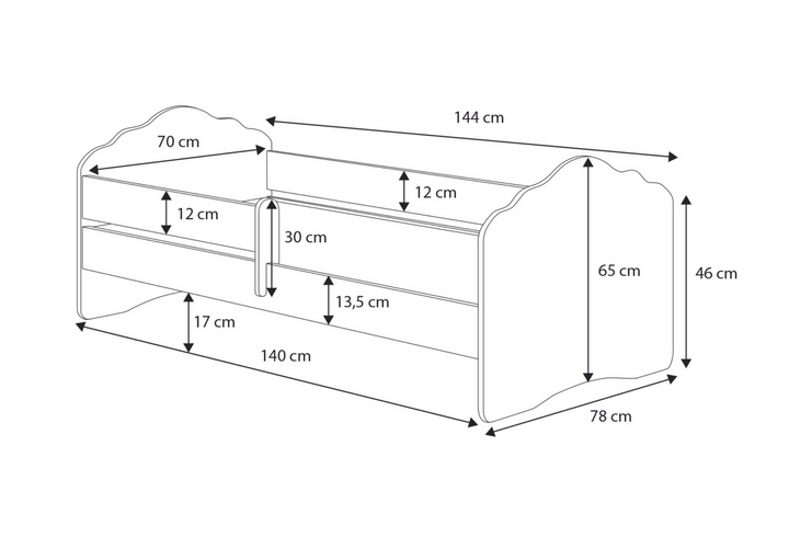 Enkeltseng Fala 140x70 med skuffe