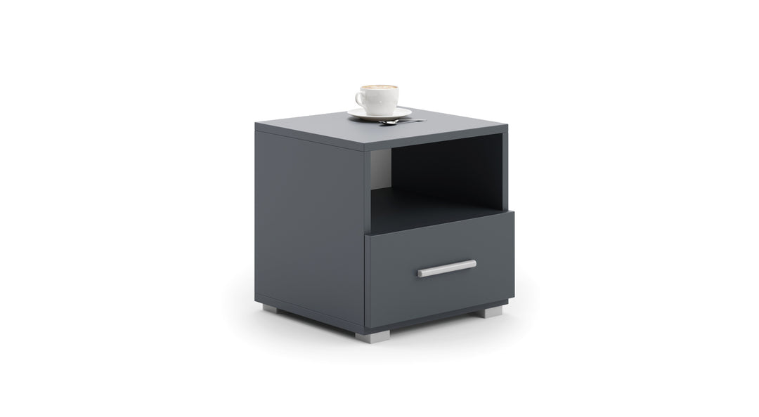 Natbord Emi grå - håndtag aluminium