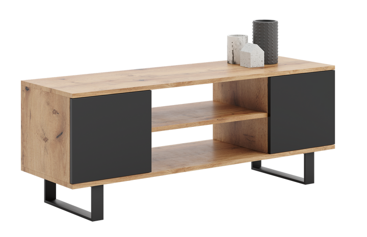 RTV Focus 155 cm skab - metalben i eg - sort