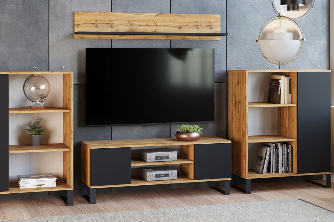 RTV Focus 155 cm skab - metalben i eg - sort