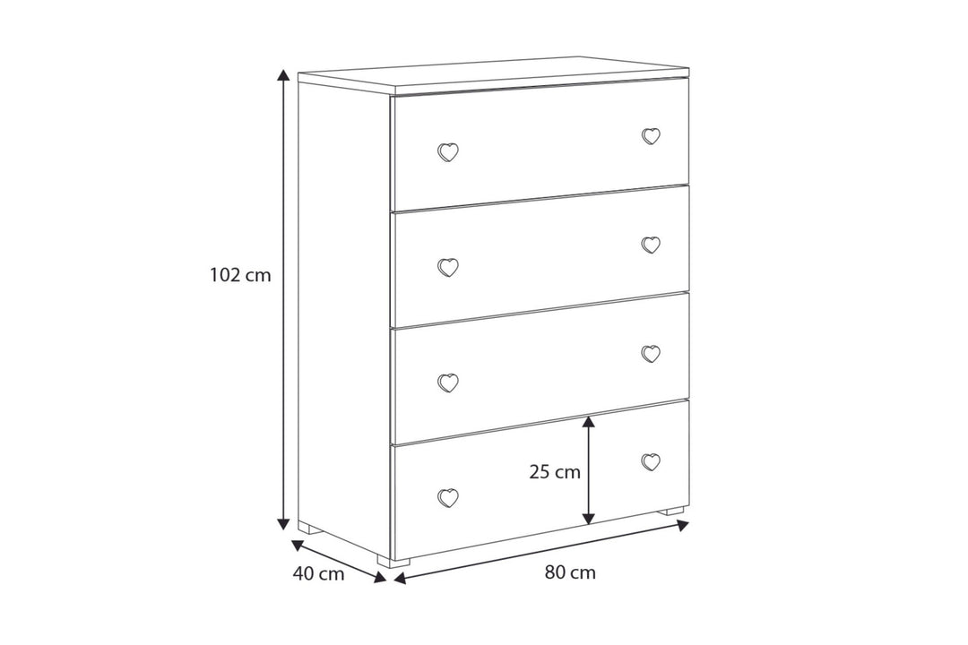 Emily hvid kommode - gråt håndtag