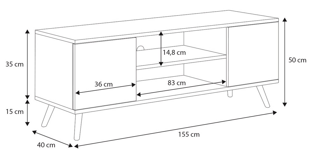 RTV Focus 155 cm hvid