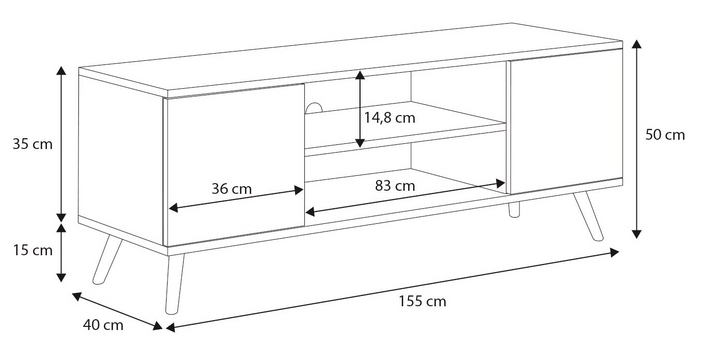 RTV Focus 155 cm hvid