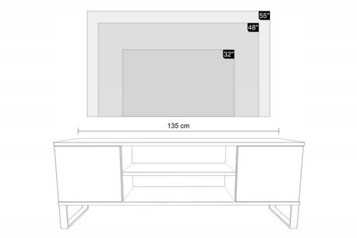 Lav TV-kommode, naturfarvet, højde 49 cm, bredde 135 cm, dybde 40 cm
