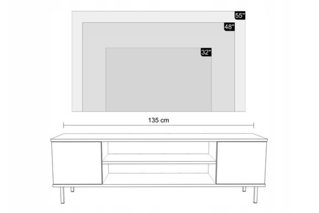 Lav TV-kommode - guldben, højde 48 cm, bredde 135 cm, dybde 40 cm