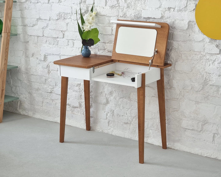 MeWise skrivebord/sminkebord, 90x48cm, aske-farvet