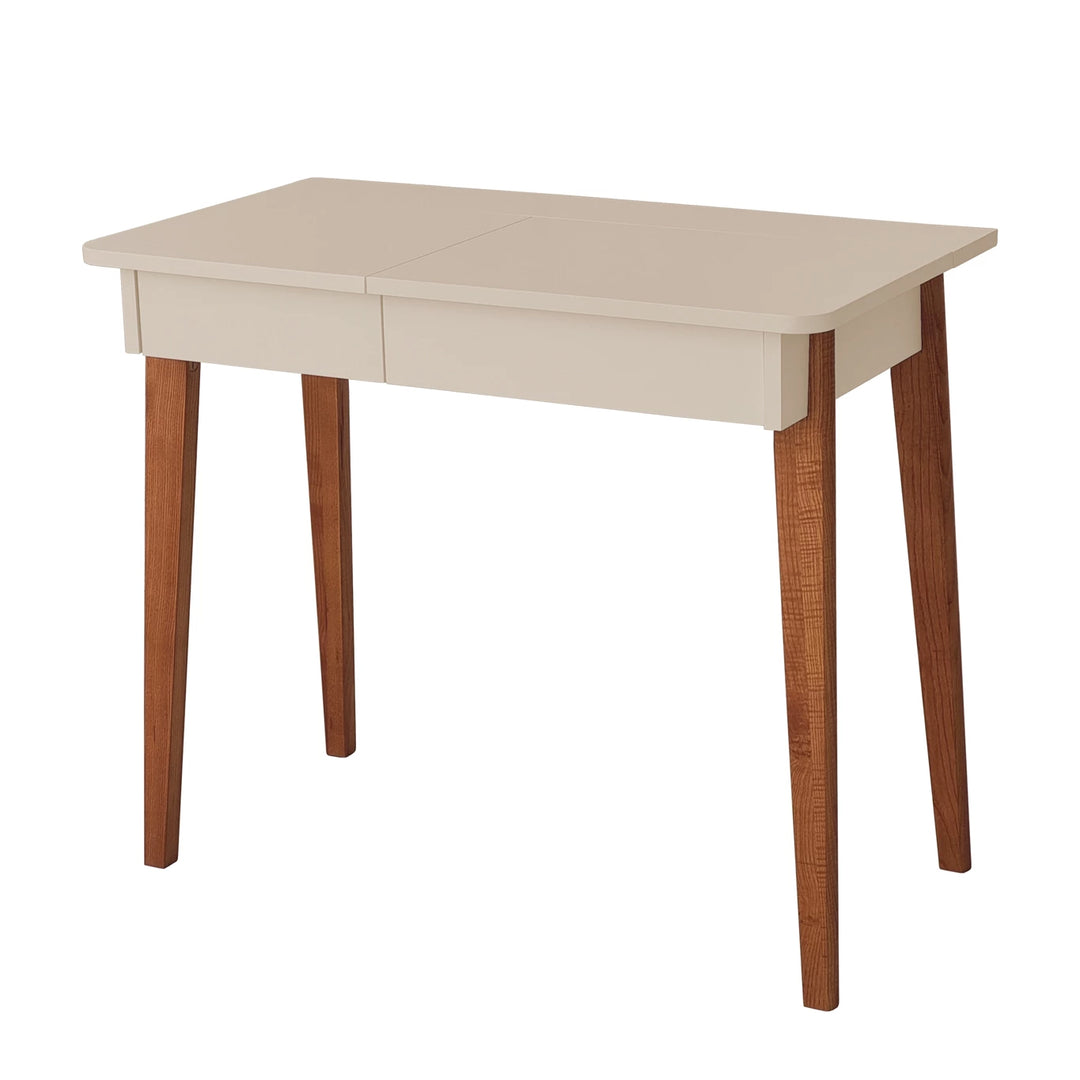 MeWise skrivebord/sminkebord, 90x48cm, ege-farvet og brun-beige