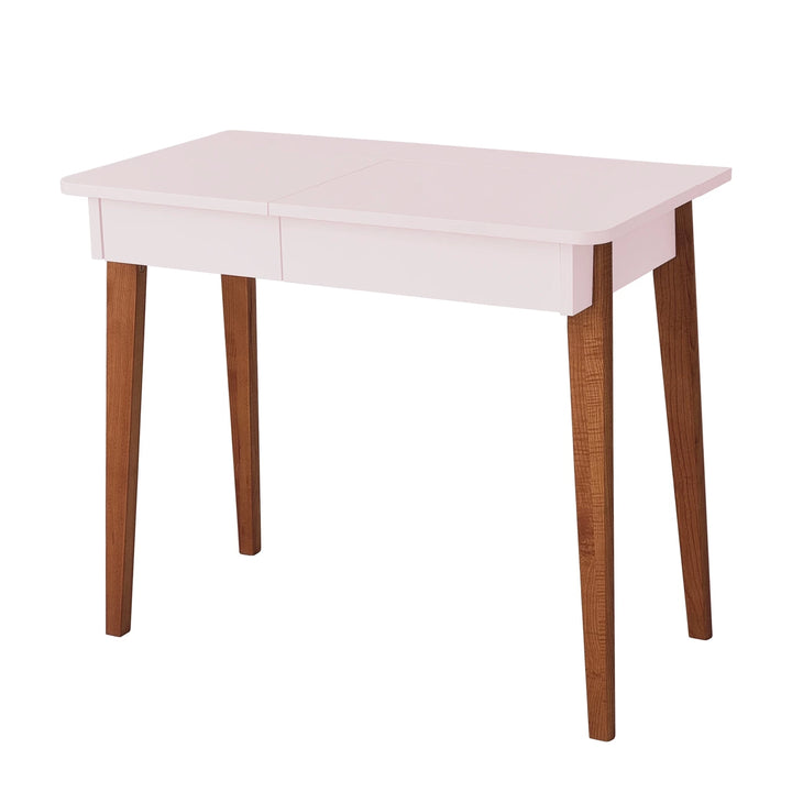 MeWise skrivebord/sminkebord, 90x48cm, ege-farvet og pink