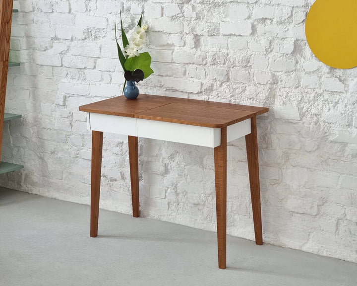 MeWise skrivebord/sminkebord, 90x48cm, valnøddefarvet