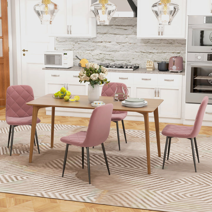 Spisestuestole sæt med 4 køkkenstole med ryglæn, fløjlslook, lænestole 45 x 54 x 87 cm pink