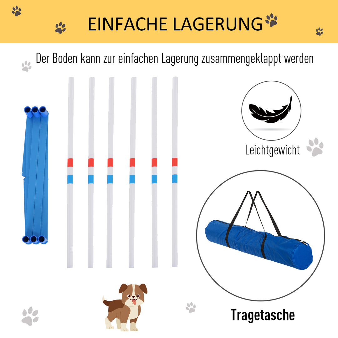Agility set hunde 6-delt agilityudstyr til hundetræning foldbart forhindringssæt med 6 slalomstave bæretaske træningstilbehør koordinationstræning agilitysæt til spiltræning